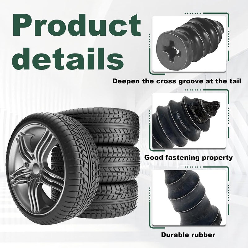 LTDCVTR 60Pcs Tire Repair Rubber Nail, Spiral Rubber Nails & Screw Plugs Tire Repair Kit Self-Service Vacuum Tire Puncture Repair Tool for Car, Motorcycle, Truck, Tractor, Jp -Reliable Tire Repair - Image 3